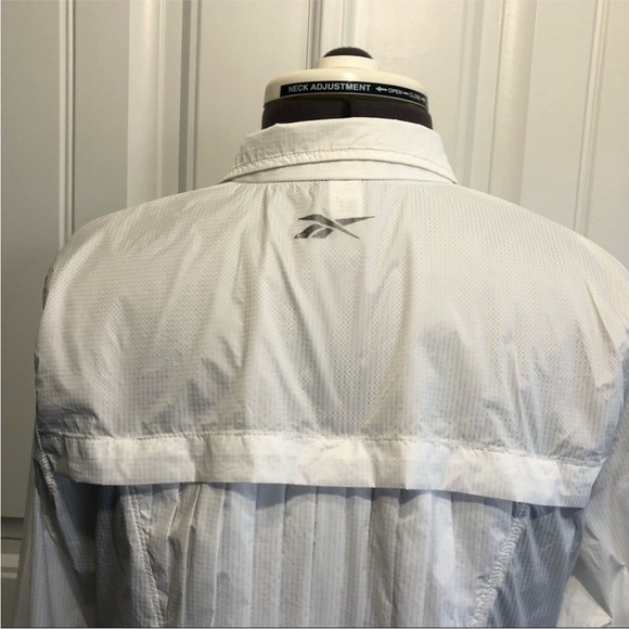 Reebok Nylon Flight Wind Zipper Pockets White  Lightweight Running Gym Jacket M - Picture 7 of 14